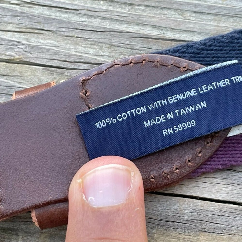 Daniel Cremieux Belt Multi Color Canvas Brown Lea… - image 7